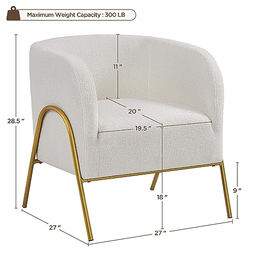Boucle Accent Chair Set with Gold Legs
