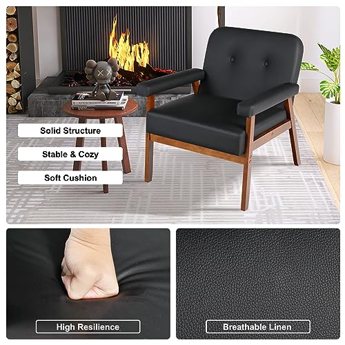 Set of 2 Mid Century Faux Leather Armchairs