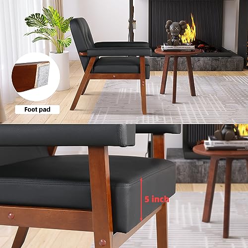 Set of 2 Mid Century Faux Leather Armchairs