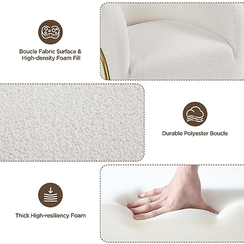 Boucle Accent Chair Set with Gold Legs