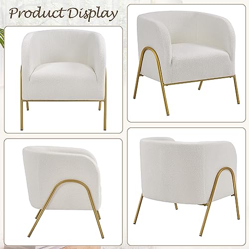 Boucle Accent Chair Set with Gold Legs