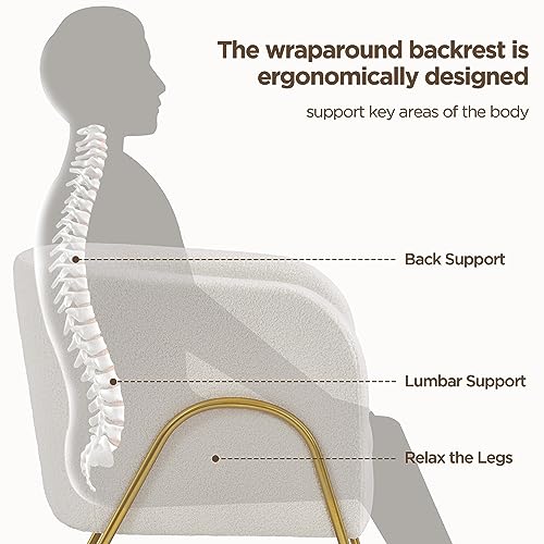 Boucle Accent Chair Set with Gold Legs