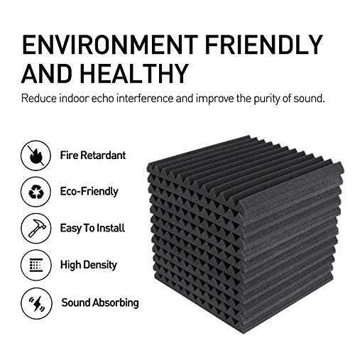 Focusound 50-Pack Acoustic Foam Soundproofing Panels