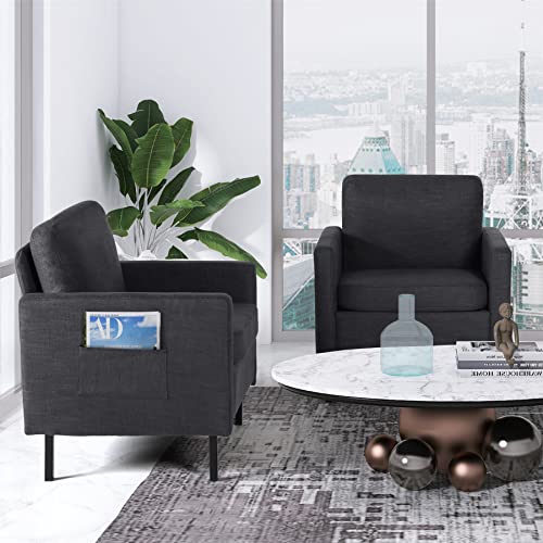 Comfy Dark Grey Accent Chairs Set of 2