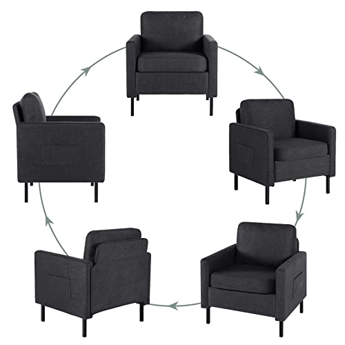 Comfy Dark Grey Accent Chairs Set of 2