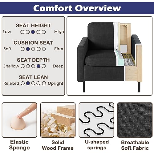 Comfy Dark Grey Accent Chairs Set of 2