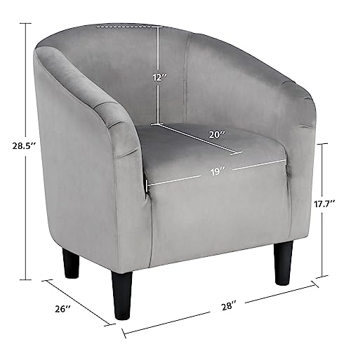 Velvet Barrel Chairs Set of 2 - Light Gray