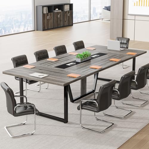 Tribesigns 8FT Large Wooden Podcast Conference Table