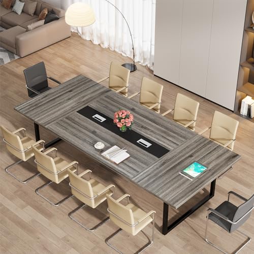 Tribesigns 8FT Large Wooden Podcast Conference Table