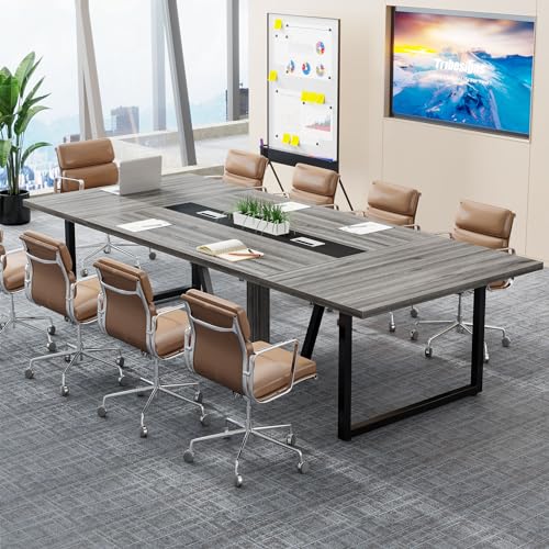 Tribesigns 8FT Large Wooden Podcast Conference Table