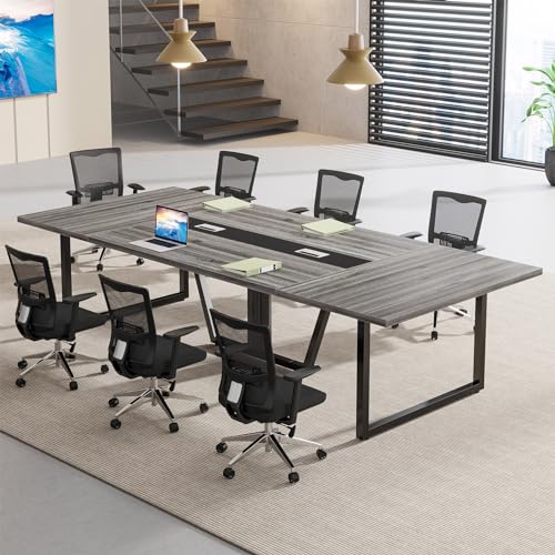 Tribesigns 8FT Large Wooden Podcast Conference Table