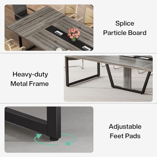 Tribesigns 8FT Large Wooden Podcast Conference Table