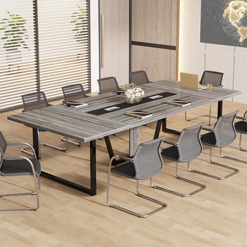 Tribesigns 8FT Large Wooden Podcast Conference Table