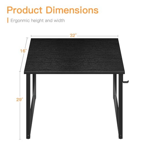 Modern 32 Inch Black Computer Desk for Home Office