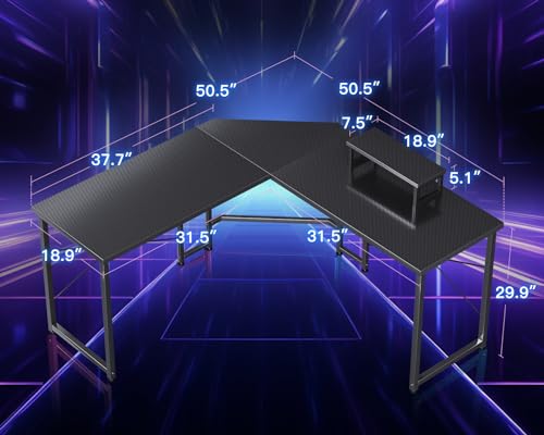 L Shaped Gaming Desk with Monitor Stand 51