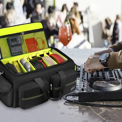 Large Capacity DJ Cable Bag with Pockets