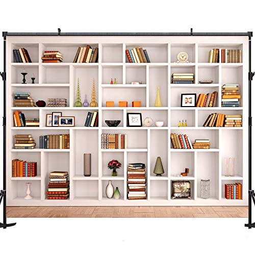 Maijoeyy 7x5ft White Bookshelf Video Conference Backdrop