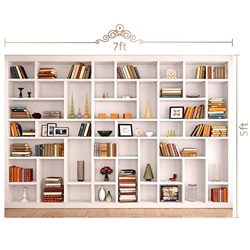 Maijoeyy 7x5ft White Bookshelf Video Conference Backdrop