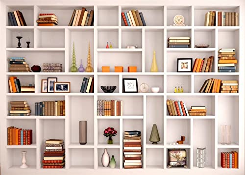 Fabric White Bookshelf Backdrop for Zoom Meetings