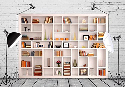 Fabric White Bookshelf Backdrop for Zoom Meetings