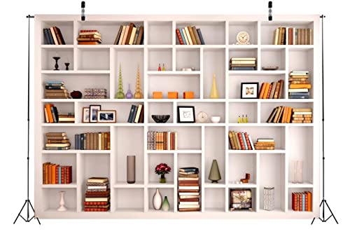 Fabric White Bookshelf Backdrop for Zoom Meetings