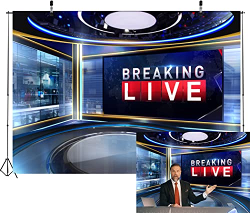 CORFOTO 7x5ft Fabric News Broadcast Backdrop
