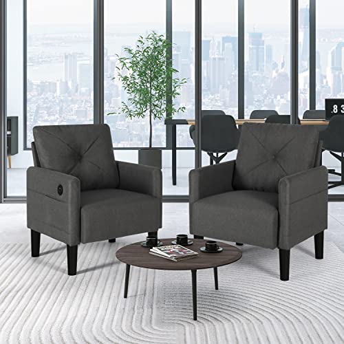 YIGOBUY Comfy Accent Chairs with USB Ports Set
