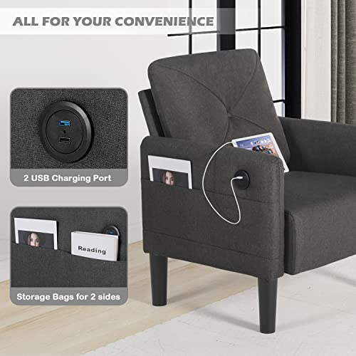YIGOBUY Comfy Accent Chairs with USB Ports Set