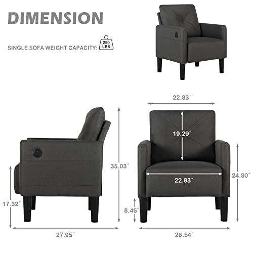 YIGOBUY Comfy Accent Chairs with USB Ports Set