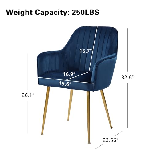 Velvet Accent Chairs with Gold Legs - Set of 2