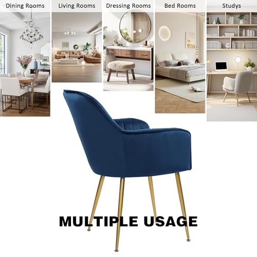 Velvet Accent Chairs with Gold Legs - Set of 2