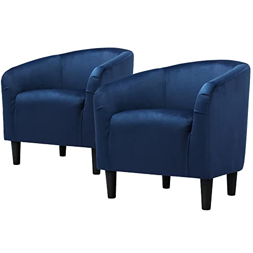 Modern Velvet Accent Chairs - Set of 2, Navy