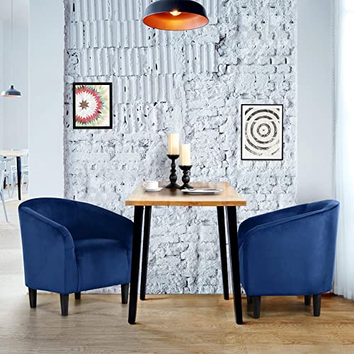 Modern Velvet Accent Chairs - Set of 2, Navy