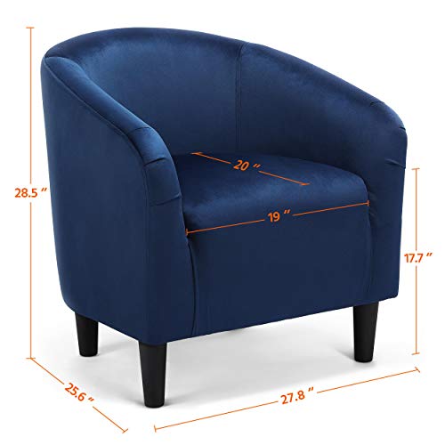Modern Velvet Accent Chairs - Set of 2, Navy