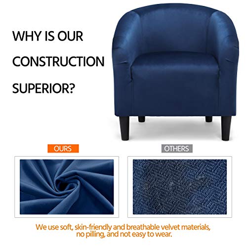 Modern Velvet Accent Chairs - Set of 2, Navy