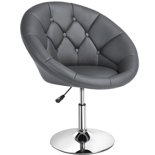Adjustable Dark Grey Swivel Accent Chair