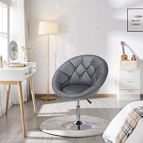 Adjustable Dark Grey Swivel Accent Chair