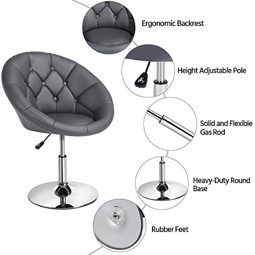 Adjustable Dark Grey Swivel Accent Chair