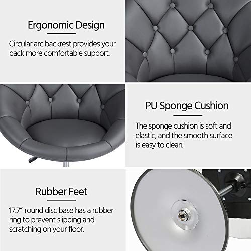 Adjustable Dark Grey Swivel Accent Chair