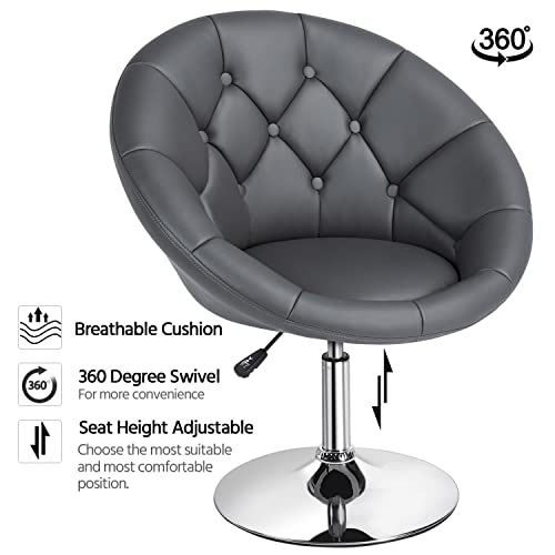 Adjustable Dark Grey Swivel Accent Chair