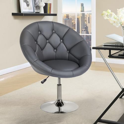 Adjustable Dark Grey Swivel Accent Chair
