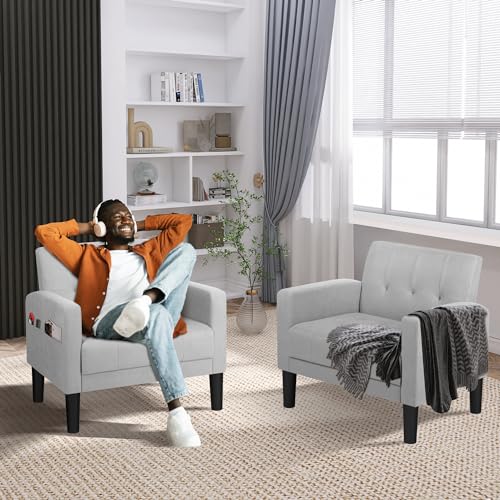 Stylish Mid-Century Fabric Accent Armchair Set