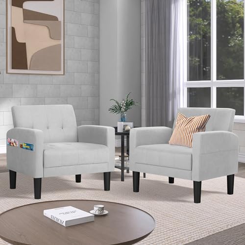 Stylish Mid-Century Fabric Accent Armchair Set