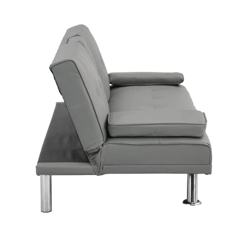 Convertible Futon Sofa Bed with Cup Holders