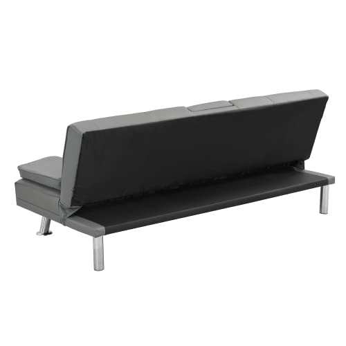 Convertible Futon Sofa Bed with Cup Holders