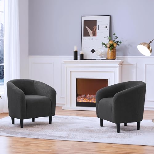 Soft Sherpa Barrel Accent Chair Set of 2