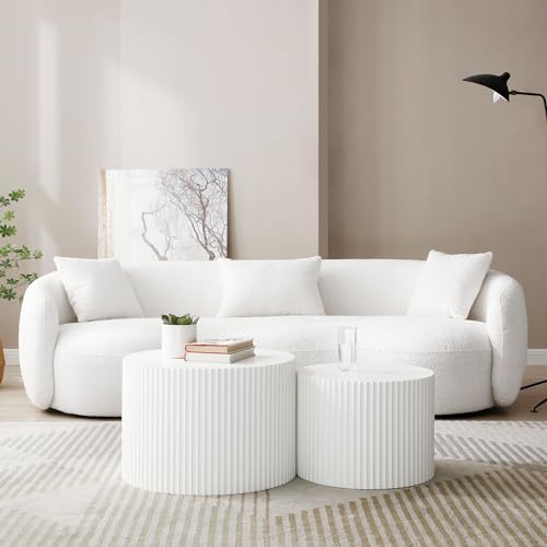 WILLIAMSPACE 94" Curved Boucle Sofa with Pillows