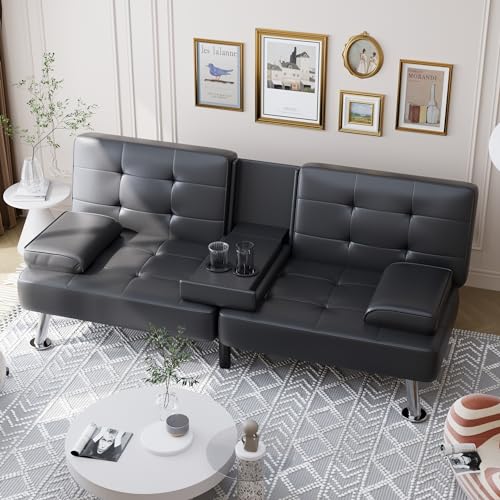 Shahoo Convertible Folding Sofa Bed with Cup Holders