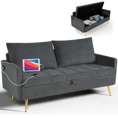 LINLUX 60" Velvet Loveseat with USB Ports
