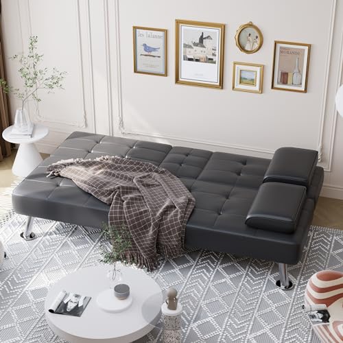 Shahoo Convertible Folding Sofa Bed with Cup Holders
